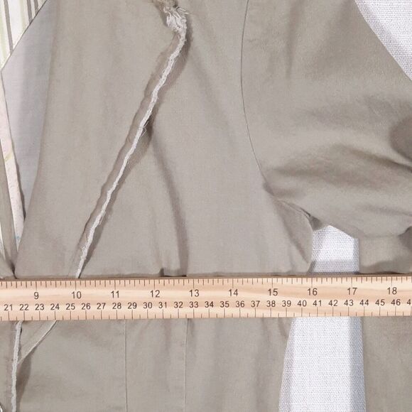 Margaret O’Leary Khaki Lapel Blazer Jacket Size Small Pleated Cotton Canvas Y2K - Picture 12 of 16